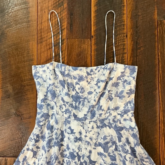 Reformation Monette Linen Midi Dress Blue White Floral 12 NWT - Picture 8 of 14